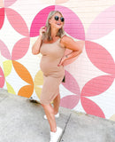 Shein Tan Ribbed Dress - Size M