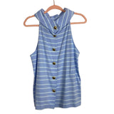 Sail to Sable Blue Striped Button Back Cowl Neck Top- Size XL (see notes)