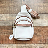 Bostanten Cream Faux Leather Mini Sling Crossbody Bag NWT
