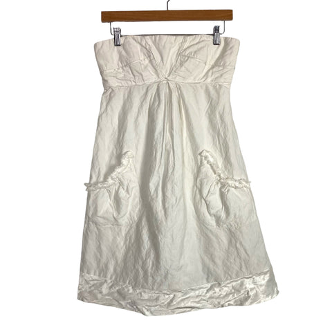 Nicole Miller Studio White with Satin Trim Strapless Dress- Size 8 The Saved Collection Nicole Miller Studio White with Satin Trim Strapless Dress- Size 8 The Saved Collection