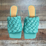 Marc Fisher Turquoise Dakina Quilted Leather Heels- Size 9.5