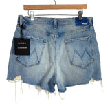 Mother Superior Light Wash Distressed Ultra High Waist Tomcat Kick Fray Jean Shorts NWT- Size 33