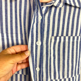 Petal + Pup Blue/White Striped Roll Tab Sleeve Button Up Cover Up- Size S