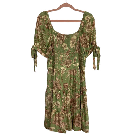 Agua Bendita x Target Green Floral Smocked Bodice Tie Sleeve Dress- Si The Saved Collection Agua Bendita x Target Green Floral Smocked Bodice Tie Sleeve Dress- Si The Saved Collection