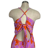 ASTR the Label Orange and Purple Back Cutout Pleated Skirt Dress NWT- Size L