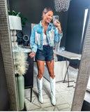 BlankNYC Washed/Fringe Denim Jacket - Size S (See Notes)