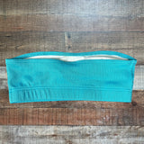 Missguided Turquoise Ribbed Bandeau Swim Top- Size 4