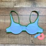 Ookioh Blue and Green Trim Padded Bikini Top NWT- Size L (we have matching bottoms)