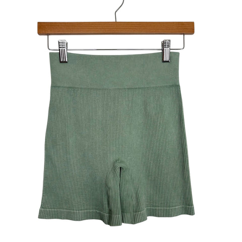 AS Revival Green Ribbed Seamless Biker Shorts - Size O/S