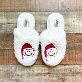 Dluxe by Dearfoams Santa Hat Smiley Face Slippers- Size 7-8 (sold out online)