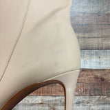 Schutz Mikki Cream Leather Side Zipper Stiletto Heel Booties- Size 8.5 (see notes)