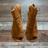 AQUAZZURA Camel Suede Stiletto Peep Toe Booties- Size 40/US 9 (see notes)
