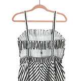 English Factory Black and White Smocked Bodice Exposed Back Dress NWT- Size L