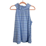 Sail to Sable Blue Striped Button Back Cowl Neck Top- Size XL (see notes)
