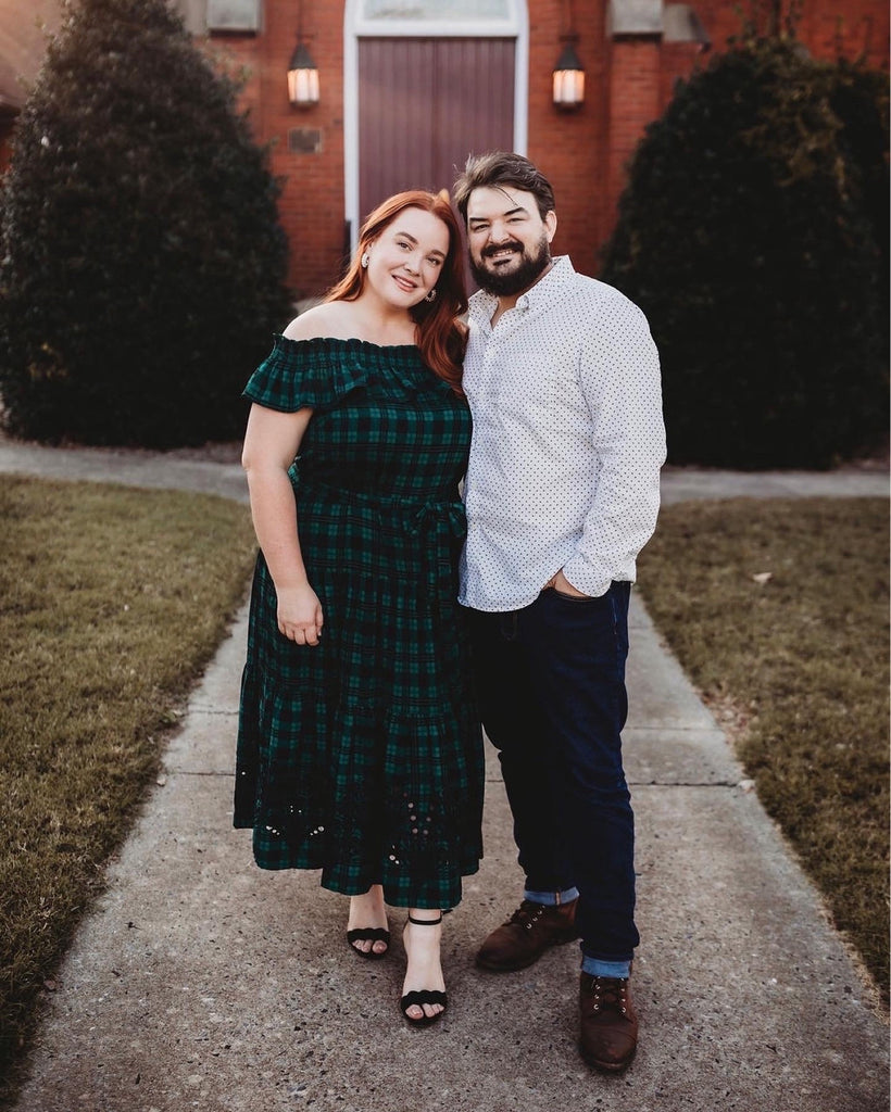 Draper James Black and Green Plaid Off the Shoulder Belted Eyelet Hem The Saved Collection Draper James Black and Green Plaid Off the Shoulder Belted Eyelet Hem The Saved Collection