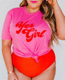Sweet Claire Pink Yes Girl T-Shirt- Size L/XL