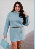 Abercrombie & Fitch Light Blue Turtleneck Sweater Dress - Size XL
