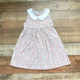 Sweet Dreams Pink/Blue Floral Print with White Collar and Back Bow Dress- Size 3