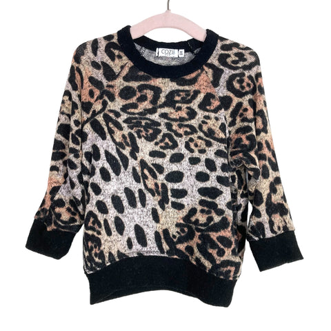 Cozii Black/Light Pink Animal Print Sweater- Size 6-12M