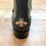 Authentic Pre-Owned Gucci Black Leather Buckled Lace Up Boots- Size 36