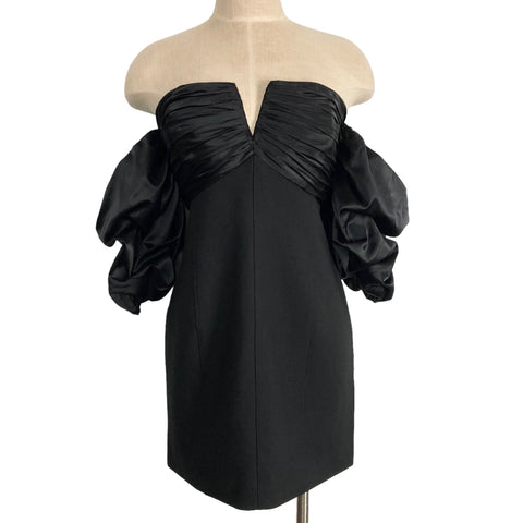 Cinq a Sept 5 a 7 Black Off the Shoulder with 100% Silk Sleeves and Bust Teo Dress NWT- Size 14 (sold out online)