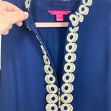 Lilly Pulitzer Blue and Gold Zipper Front Dress- Size 12