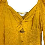 ASTR The Label Yellow Swiss Dot Front Cutout Smocked Dress NWT- Size XS