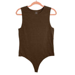 Nuuds Heather Brown Classic Crewneck Tank Thong Bodysuit-Size L