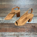 Bamboo Peep Toe Sling Back Block Heels- Size 7.5