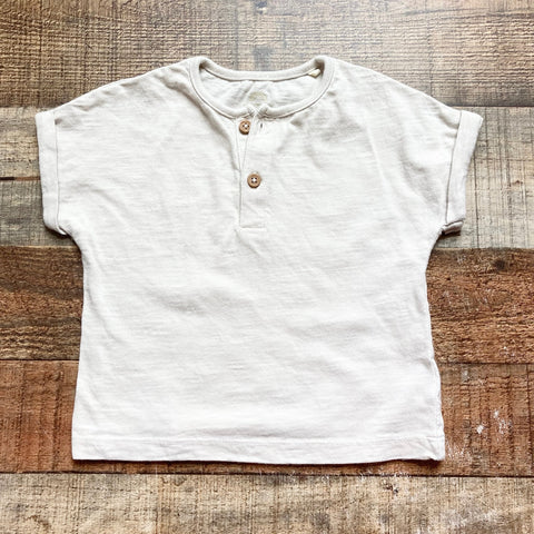 Next Baby Beige Button Tee- Size 6-9M