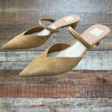 Dolce Vita Tan Suede Low Heeled Pointed Toe Sandals- Size 9