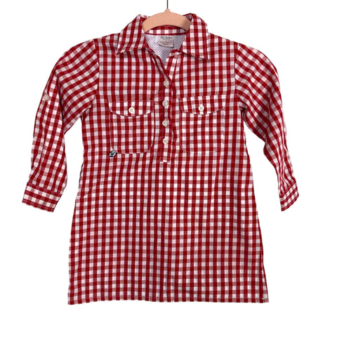 Prodoh Red Gingham Roll Tab Sleeve with Vented Back Fishing Shirt Dress- Size 4T (see notes)