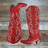 No Brand Red Knee High Cowboy Boots - Size ~10 (see notes)