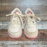 NIKE White/Pink Air Force One Sneakers - Size 9 Kids (See Notes)