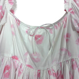 Selkie White Lip Print Layered Puffy Skirt Dress- Size XXL