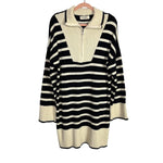 Impressions Black and Cream Zip Up Sweater Dress- Size S
