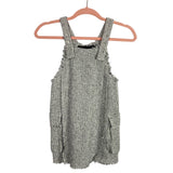Zara White/Black Tweed with Frayed Trim Jumper- Size 7Y