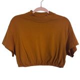 Alo Mock Neck Cropped Cinched Waist Top- Size S