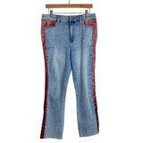 Paige Light Wash Cindy Velvet Side Striped Raw Hem Jeans- Size 31 (Inseam 28")