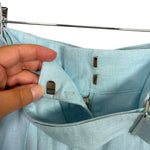 Matthew Bruch Aqua Blue Linen Wide Leg Pleated Pants NWT- Size 1 (see notes)