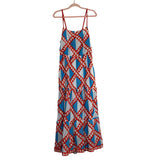 Banjanan Red/White/Blue Pattern Diamond Patchwork Maxi Dress- Size ~L (see notes, sold out online)
