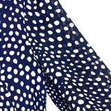 Tibi Navy with White Polka Dots 100% Silk V-Neck Button Front Dress- Size 10 (see notes)