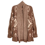 Very J Camel Aztec Print Cardigan- Size S