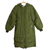 Peace Love World Green Quilted Long Puffer Jacket- Size XS