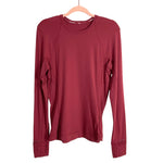 Lululemon Maroon Zipper Pocket Long Sleeve Tee-Size 12