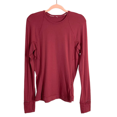 Lululemon Maroon Zipper Pocket Long Sleeve Tee-Size 12