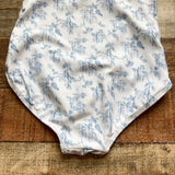 Minnow x Brock Collection White with Blue Floral Print and Ruffle Straps One Piece- Size 5T/6T (see notes)