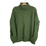 Angashion Forest Green Chunky Knit with Ribbed Sleeves Sweater NWT- Size S (see notes)