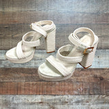 Raye Ivory Rope Braided Ankle Strap Block Heel Sandals- Size 7.5 (sold out online)