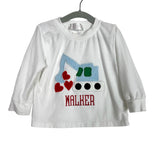 Cecil and Lou Walker Excavator Shirt + White/Blue Gingham Pants - Size 12M